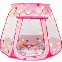Crayline Pop Up Princess Tent with Star Light, Toys for 1 2 3 Year Old Girl Birthday Gift, Baby Girl Toys, Ball Pit for 12-18 Months Toddler Gift, Easy to Pop Up and Assemble(Pink)