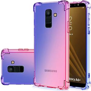 Case for Samsung A6 Plus 2018, Galaxy A6 Plus 2018 Cute Case Girls, Gradient Slim Anti Scratch Soft TPU Phone Cover Shockproof Protective Case for Samsung Galaxy A6 Plus 2018 (Blue/Pink)
