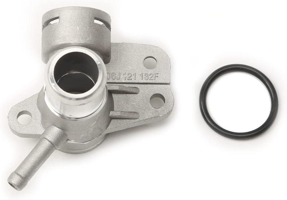 06J121132F Aluminum Coolant Outlet Flange Connector W/Sealing Ring 1.8T/2.0T Replacement for Audi A3 S3 Q3 TT VW Passat CC Golf Tiguan Jetta Beetle Eos GTI Skoda Seat 06J121132G