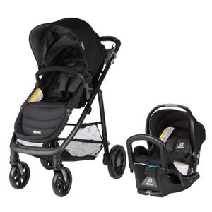 Diono Quantum 4 3-in-1 Travel System with LiteClik 30 R SafePlus Infant Car Seat and Base, Rear-Facing for Infants 4-30lbs, Includes Infant Car Seat Folding Stroller and Toddler Seat (Black Jet)