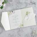 20 PCS Ivory Tri-fold Laser Cut Wedding Invitation Pockets for 5x7 Wedding Cards Bridal Shower Engagement Quinceanera Invitation