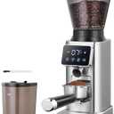 AMZCHEF Coffee Grinder, Coffee Bean Grinder for Home Use with Precise Grinding, LED Control Panel, Detachable Funnel Stand, Anti-static Design, 45 Grind Settings, Silver