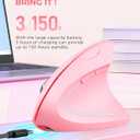 Lekvey Ergonomic Mouse, Vertical Wireless Mouse, Rechargeable 2.4 GHz USB Optical Carpal Tunnel Mice : 800/1200 / 1600 DPI, 6 Buttons, for Laptop, PC, Mac, Computer, Desktop, Notebook etc, Pink