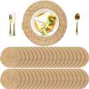 Set of 36 Round Woven Placemats 13.5-Inch Natural Water Hyacinth Plant Placemats Hand-Woven Boho Rattan Placemat Wicker Weave Table Mats for Home Table Farmhouse
