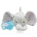 Philips AVENT Ultra Soft Snuggle Pacifier Holder with Detachable Pacifier, 0-6m, Elephant, SCF348/03 (1 Count (Pack of 1))