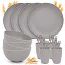 Wheat Straw Dinnerware Sets for 4 - GreenChoice Lightweight & Unbreakable Dishes Microwave & Dishwasher Safe Perfect for Camping, Picnic, RV, Dorm Plates, Cups and Bowls (Beige) 8 Pack