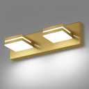 SineRise LED Modern Bathroom Vanity Light Fixtures (2-Light, 15.5-Inch), Brass Modern Acrylic Bathroom Wall Lighting Fixtures Over Mirror (Cool White 6000K) (Brass- Non-dimmable)