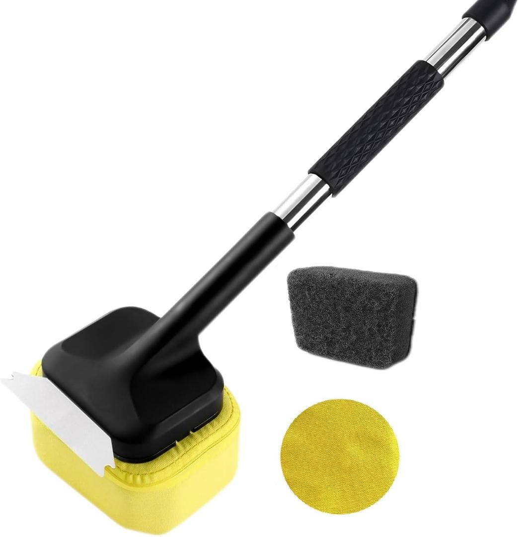 Grill Brush Bristle Free Grill Brush with 2 Replaceable Heat-Resistant Heads & Steel Scraper  BBQ Cleaner Brush for Cast Iron/Stainless Grates, Safe Steam-Powered Outdoor Grill Tool