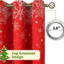 BGment Red Christmas Curtains for Living Room, Grommet Christmas Decoration Window Blackout Curtains with Christmas Tree and Snowflake Print, 2 Panels, Each 52 x 84 Inch, Red