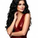 Rugelyss Long Wavy Wigs 28 Inches Natural Black Synthetic Kinky Curly Hair Wig for Women