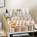 Lipsticks Holder,Lipgloss Organizer and Storage Display Case for Lip Gloss,Makeup Organizer with drawer,3 Rows spacious compartments & 1 extra drawers Makeup Holder & Cosmetics Display(Cream)