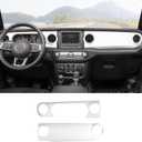 RT-TCZ Center Console Trim Cover Dashboard Control Panel Cover Decorative Interior Accessories for Jeep Wrangler JL JLU & Gladiator JT 2018-2022,White