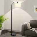 Black Floor Lamp, Arc Floor Lamp for Living Room Modern Standing Tall Floor Lamps with Linen Shade