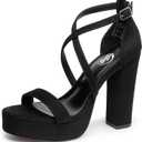Trary Women's Strappy Platform Chunky High Heels Sandals Fashion Comfortable Open Toe Block Heels for Women Dress Wedding Party Shoes (8)
