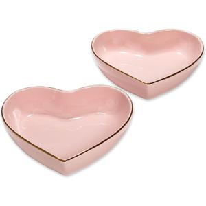 Paris Hilton 2Piece Heart Dish Set, Ceramic Stoneware Serving Bowls for Entertaining, Snacks, Desserts & Décor, 8Inch, Pink