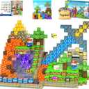 150PCS Magnetic Blocks - Build Mine Magnet World Kids Building Blocks with Magnet Board for 3 4 5 6 7 8 9 10 Year Old Boys & Girls Magnetic Tiles STEM Sensory Outdoor Toys for Kids Ages 4-8 5-7