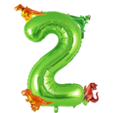 Dinosaur Green Number 2 Balloon, 40 Inch Big Large Foil Helium Green Number Balloon with 4 Pcs Mini Dinosuar, Dinosuar Balloons Set for 2 Year Old Birthday Party Decorations Supplies