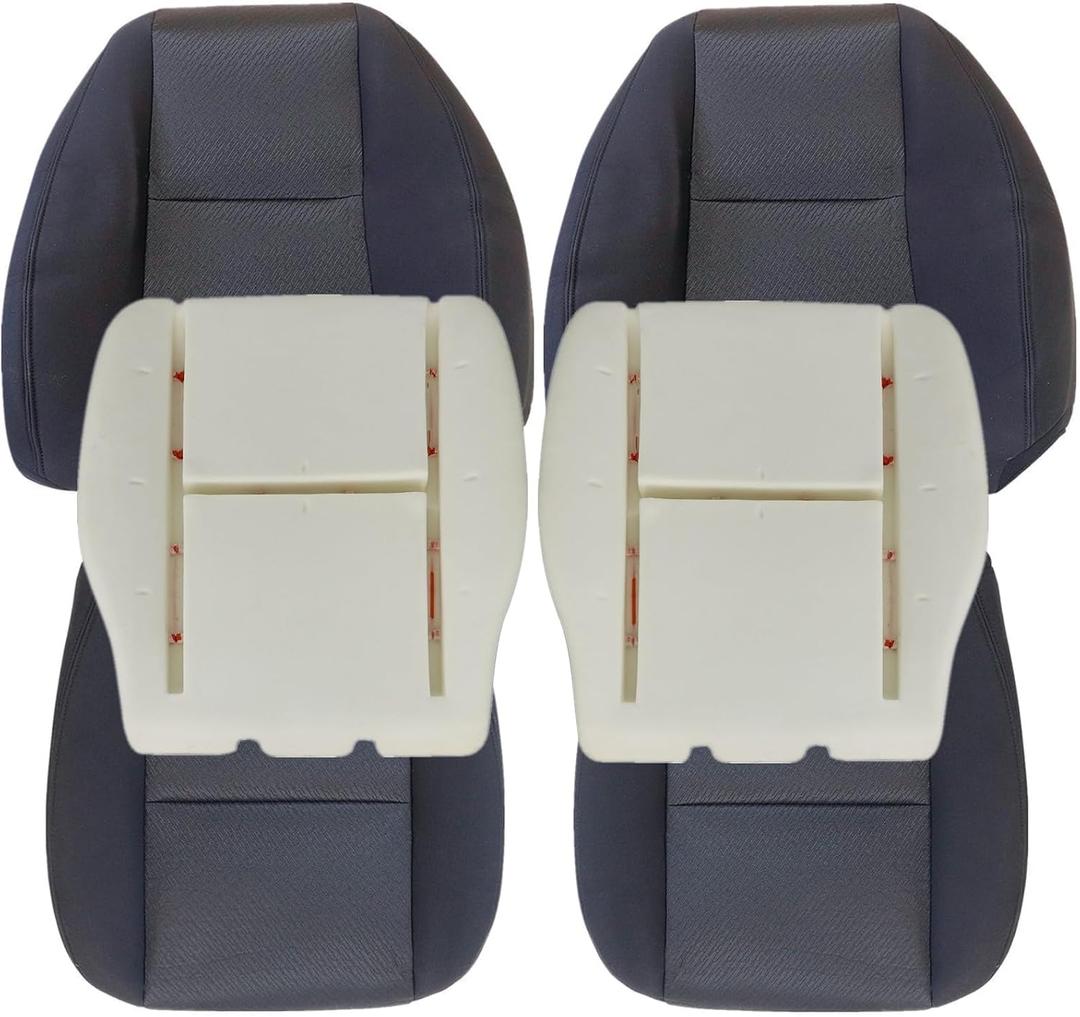 NLQR Driver & Passenger Side Bottom & Top Lean Back Replacement Cloth Seat Covers & Foam Cushions fit for Chevy Silverado Tahoe Suburban Avalanche GMC Sierra Yukon 1500 2500HD 3500HD 2007-2014 Black