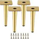 SWTOOL Gold Metal Furniture Legs Heavy Duty Straight Furniture Feet DIY Modern Replacement Legs for Cabinet Sofa Couch Chair-Set of 4 (Gold, 8")