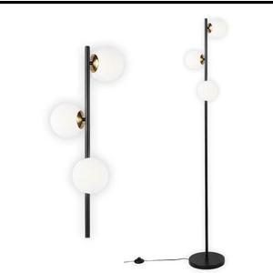 YHTlaeh Floor Lamp Modern 3 Globe for Living Room Bright Lighting LED Standing Light for Bedrooms Offices (Black)