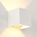 LANFU LED Aluminum Square Cube Waterproof White Wall Sconce Outdoor Light Exterior Wall Lighs fixtures Outside for House Patio 6W 100-277V 3000K Angle-Adjustment Warm Light 2LEDS White 6W