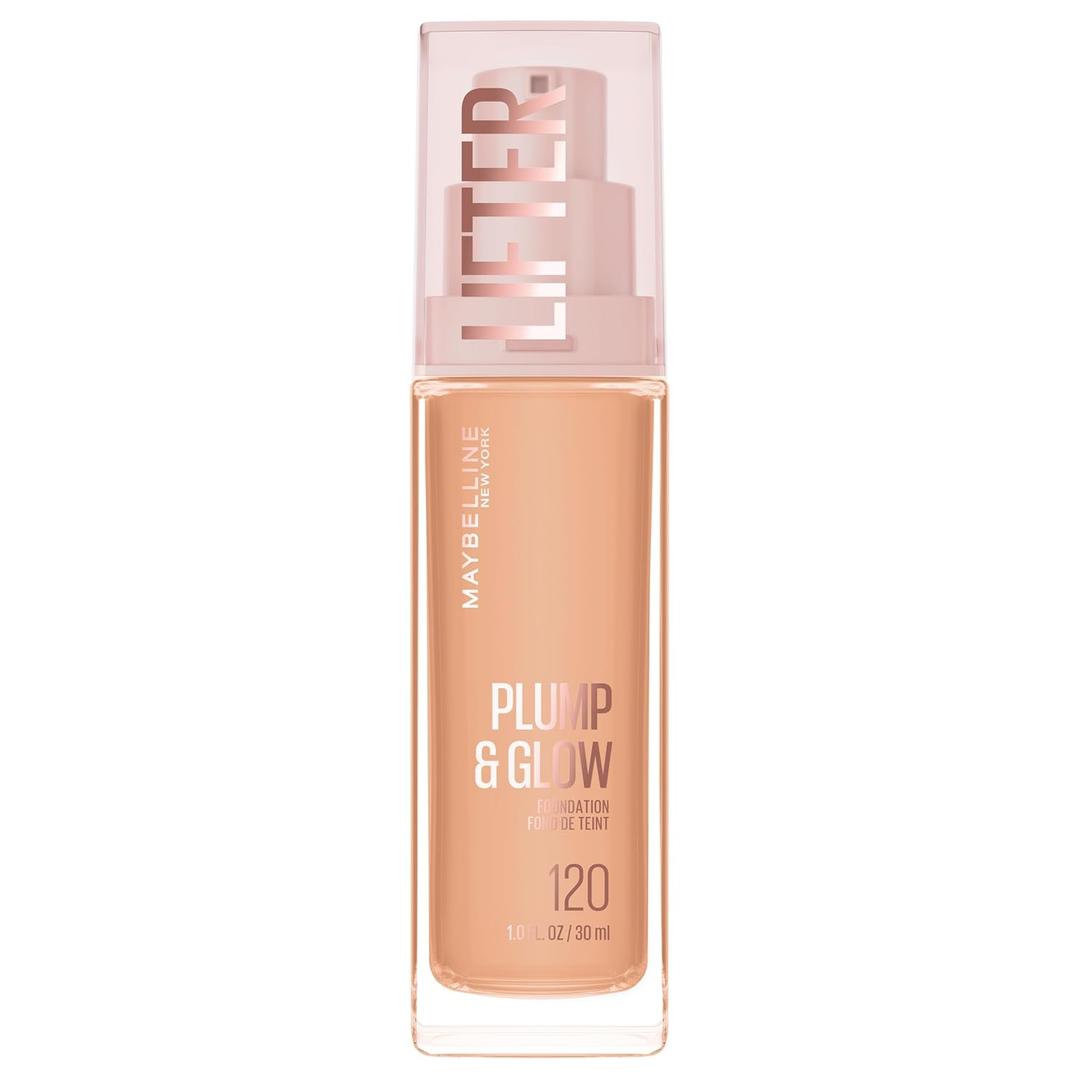 Maybelline Lifter Plump & Glow Foundation, Liquid Foundation with 2% Niacinamide + Hyaluronic Acid, Plumping and Brightening Face Makeup, 120, 1 Count