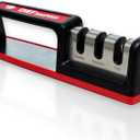 Kitchen Knife Sharpener - Complete 3-stage Knife Sharpener CS-T01 with Diamond Dust Rods, Sturdy Design, Non-slip Base Pat, Easy and Safe to Use, Fast and Effective Manual Sharpening Tool