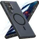 MATEPROX Magnetic Design for Samsung Galaxy S24 Ultra Case, Stylish Slim an-ti Yellow Translucent Matte Protective Cases with Screen Protector for S 24 Ultra 6.8'' 2024-Black