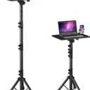 Projector Stand Tripod, Laptop Tripod Stand Adjustable Height from 23.5 to 63.5 inches with Gooseneck Phone Holder, Laptop Floor Stand for Office, Home, Stage, Studio, DJ Racks Holder Mount (Black)