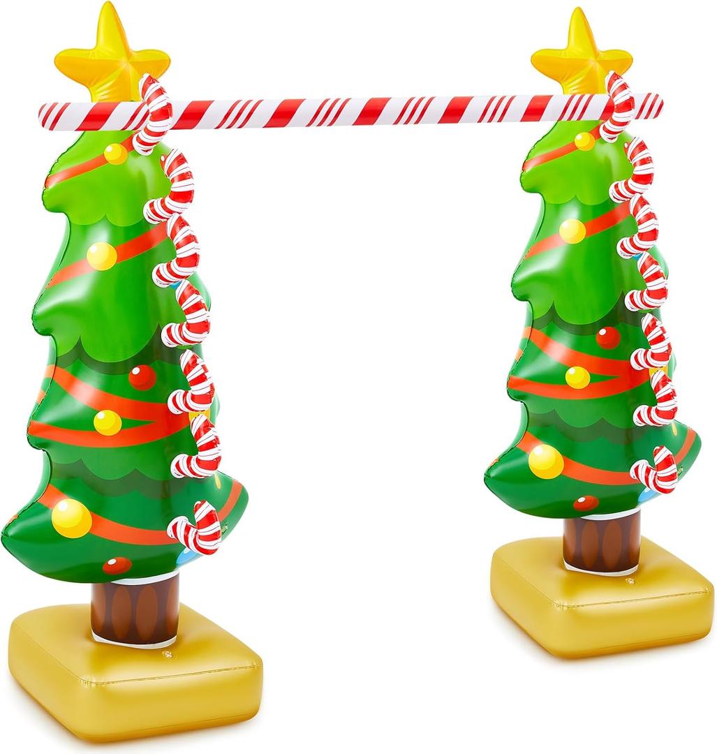 Poen 1 Set 60 Inch Christmas Inflatable Limbo Game for Kids & Adults, Inflatable Christmas Tree Decoration for Party Game Indoor & Outdoor Lawn & Yard Party Supplies