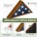 Flag Case for Burial Flag, 5' x 9.5' Funeral Flag Display Case Brown Wood Memorial Flag Shadow Box for Military Veterans with Glass Covered and Wall Mounted
