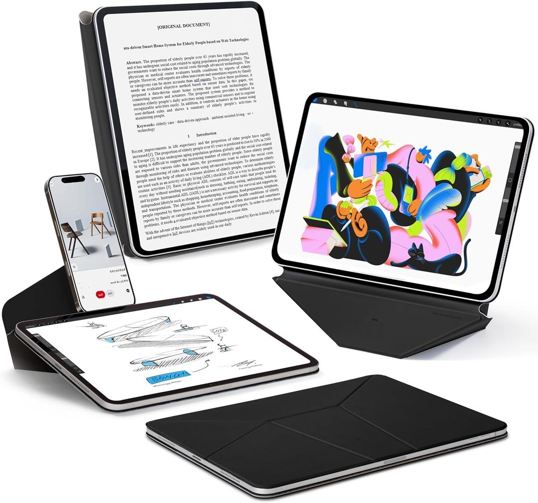 MOFT Dynamic Folio Case for iPad Air 11" (M4 2026 / M3 2025 / M2 2024) & iPad Air 10.9-inch 5th 4th Generation 2022 2020, Slim Magnetic Stand Case with 20+ Viewing Angles, Jet Black