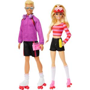 Barbie Fashionistas Set with 2 Fashion Dolls & 6 Accessories, Ken Roller-Skating Fashion Dolls, 65th Anniversary Collectible
