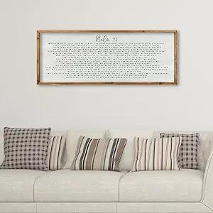 ZZJJHYWGQ Catholic Wall Decor Psalm 91 Bible Verse Wall Art 32"×12" Scripture Print Sign for Home Prayer Room Family Christian Inspirational Quotes Wood Framed Religious Wall Hanging (Black)