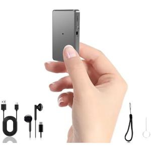 Voice Recorder - 64GB Mini Voice Recorder - Noise Cancellation Voice Activated Functionality, Rechargeable Audio Recorder with Earphone, Portable USB-C Recording Device for Work, Meetings, Interview