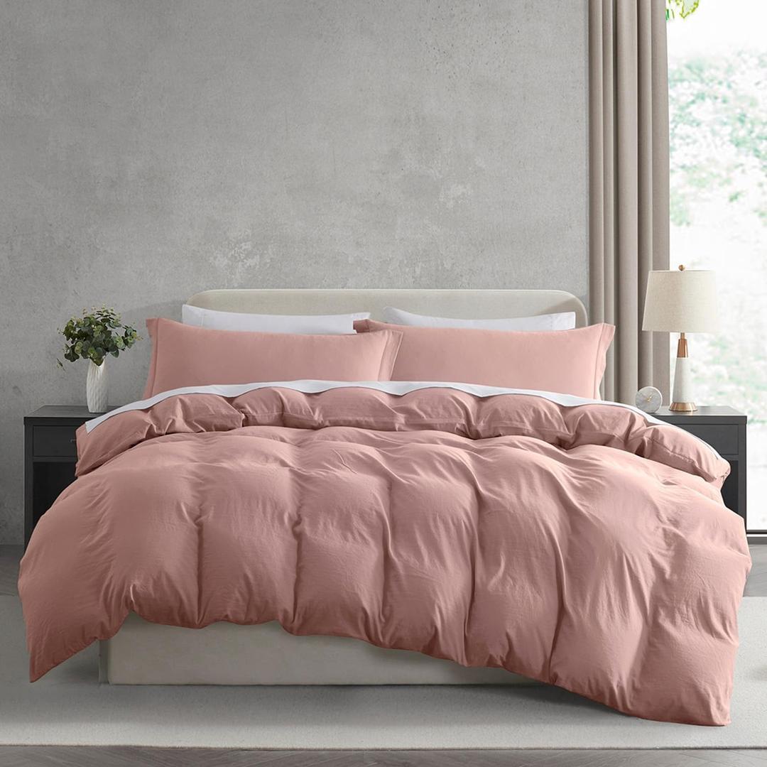 Nestl Twin Duvet Cover Set - Soft Prewashed Blush Pink Duvet Cover Twin/Twin XL, 2 Piece, with Zipper Closure, 1 Duvet Cover 68x90 inches and 1 Pillow Sham