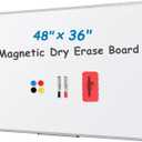 ROCOFF Magnetic White Board, 48''  36'' Magnetic Dry Erase Board for Wall, Aluminium Frame Whiteboard, Hanging Mounted Whiteboard for Home, Classroom, Office