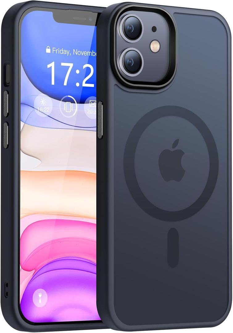 Case for iPhone 11, Military Grade Protection, Compatible with MagSafe, Translucent Matte Drop Shockproof Anti-Fingerprint Phone Case (Black)