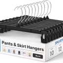 Smartor Plastic Pants Hangers - 30 Pack, Black Pant Hanger, Shorts Hangers with Non-Slip Clips, Dress, Heavy Duty Hanger for Trouser, Slack, Skirt, Demin Jean, Dress - 14 Inch