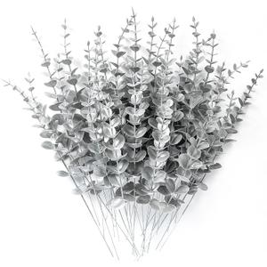 RECUTMS 36Pcs Silver Eucalyptus Leaves Stems 15 inch Artificial Eucalyptuses Leaf Branches Faux Flower Bouquet for Winter Wedding Centerpiece Floral Arrangement Christmas Picks Office Home Table Decor