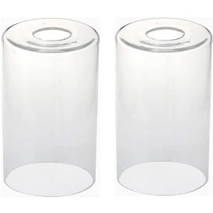 Clear Glass Cylinder Shade, 2 pack, Pendant Lights Shade Fixture Replacement Globes, Replacement Glass Lamp Shade with 1-5/8-inch Fitter, Diameter 4”, Height 6.5"