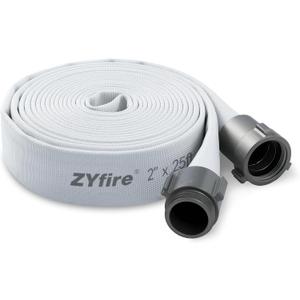 ZYfire Fire Hose - 2" ID x 25 FT Single Jacket EPDM Firefighter Hose with M F NST/NH Aluminum Couplings 750 PSI Burst Pressure Lightweight for Use in Firefighting