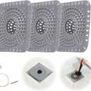 2 x Premium Silicone Shower Drain Cover Hair Catcher, 3 Pack with Clean-Out Tool & Drain Clog Remover, Bathroom Sink Strainer - Flexible & Durable for Tub Shower, Bath, Laundry