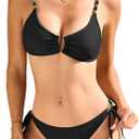 RIHOAS Sexy String Bikini Sets for Women Two Piece Bathing Suit Cheeky U-Wire Top and Mid Rise Bottom Bikini Swimsuits (Black)