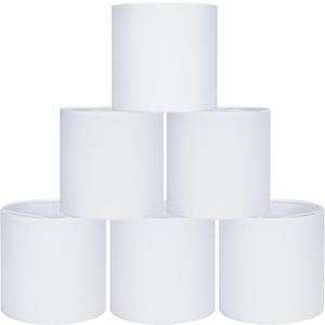 LAMPWELL LEBE White Clip on Chandelier Lamp Shades Set of 6,Small Lamp Shades Clip on bulb,5.2"5.2"H5.2",Fabric Mini Drum Lamp Shade,Handmade,FOR CANDLE BULB AND SMALL GENERAL BULB