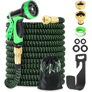 Expandable Garden Hose 15m 50ft, Flexible Hosepipe 10 Function Spray Nozzle, Water Hose with 3/4" 1/2" Tap Connectors, Lightweight Expanding Hose Pipe Magic Hose for Gardening Patio Car Washing