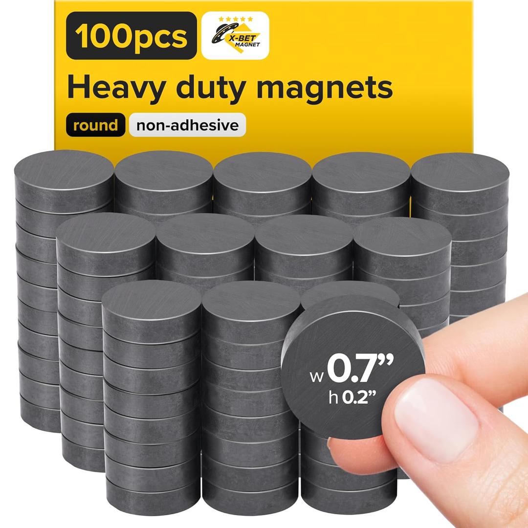 Ultra-Strong Ceramic Round Magnets (0.7x0.2"/18x5mm, 100 pcs) - Heavy Duty Magnets, Non-Corrosive, High Thermal Resistance, Versatile For Home, Office, Workshop, Whiteboard, Fridge And Hobby Use
