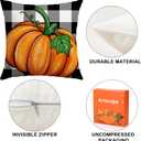 2 x Artscope Fall Decorative Throw Pillow Covers 18x18 Inch Set of 4 Fall Gifts for Home Decor, Buffalo Plaid Autumn Pumpkin Maple Leaves Harvest Decoration Pillow Cases for Home Sofa Couch Decor-Orange A