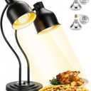 2-Head Heat Lamp for Food - 500W Commercial Food Warmers, Black