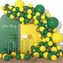 Dark Green Yellow Balloon Garland Arch Kit, Retro Green and Yellow Balloons Gold Confetti Balloon for Birthday 2026 Graduation Prom Baby Shower Jungle Farmyard Tractor Party Decorations